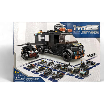 Learncredibles STEM Building Block Toy set, 571 pieces SWAT Police Utility Vehicle Set, 25 in 1 building bricks combo set, learn and play toy for 6, 7, 8, 9, 10, 11, 12 Years old