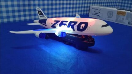 BATTERY OPERATED ZERO AIRPLANE – LED LIGHTS MUSIC & 360-DEGREE SPIN ACTION
